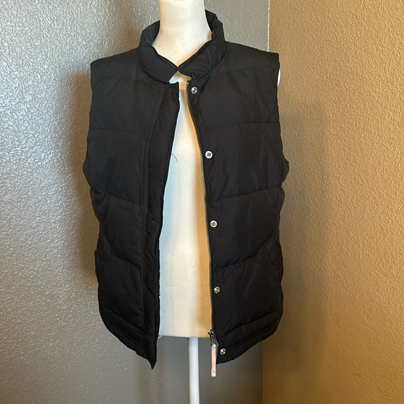 Jcrew size M black plush down-style zip up vest - Picture 1 of 5
